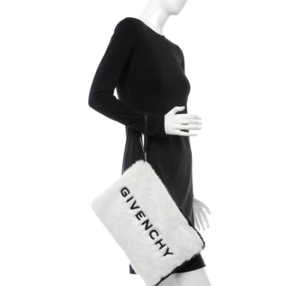 Givenchy Large Black & White Fur Two Tone GV3 Pouch/Clutch - Picture 9 of 9